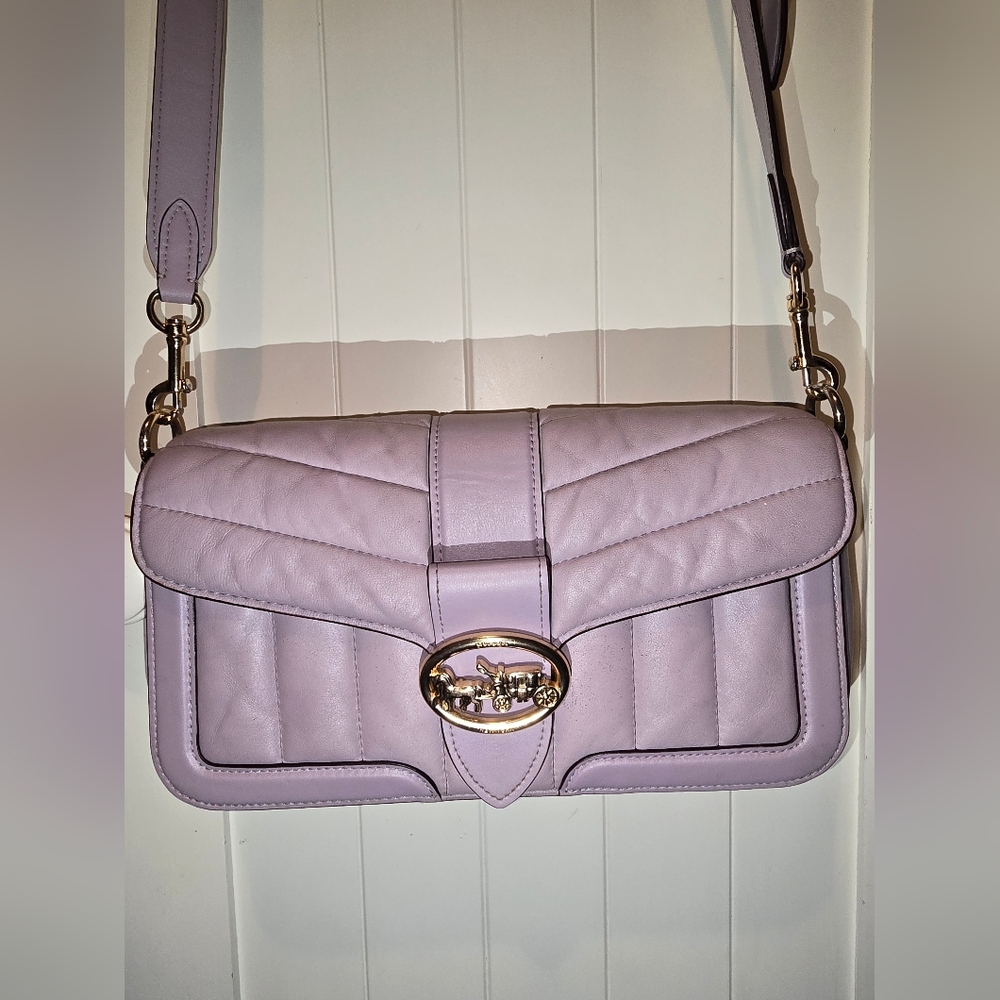 Coach Georgie Quilted Crossbody Bag Lavender Grey - Picture 2 of 15